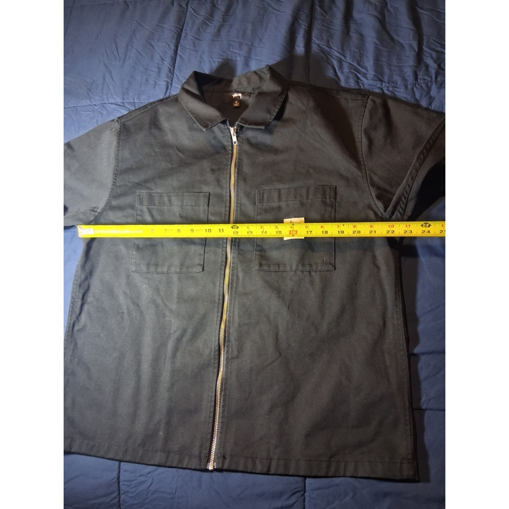 Stussy Jacket‎ mens MEDIUM blue workwear script logo collared bomber Size M - Picture 3 of 7